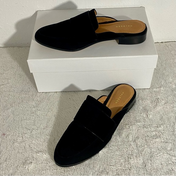 Halogen Nordstrom Violet Black Suede Mules Slides Women’s Size 5.5M - Picture 1 of 10